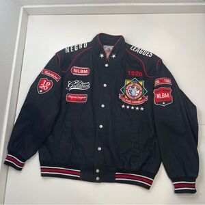 Negro Leagues Patchwork Varsity Jacket Sz L Baseball Hip-Hop Streetwear Black